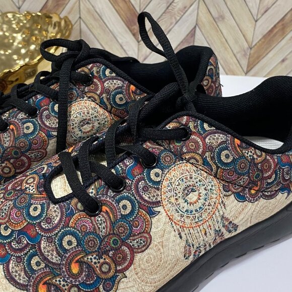 🪶 Yes We Vibe Mandala Dreamcatcher Sneakers – Boho Art Pattern Lace-Up Shoes 8. - Picture 3 of 9